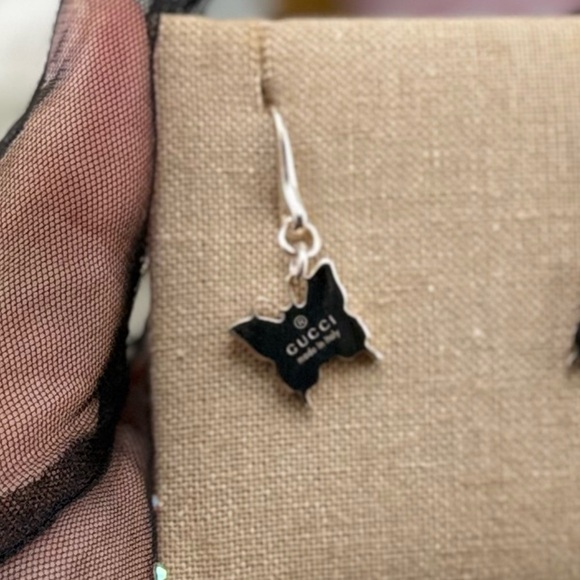 Gucci Butterfly Sterling Silver Drop Earrings Authentic Made in Italy - Picture 8 of 8